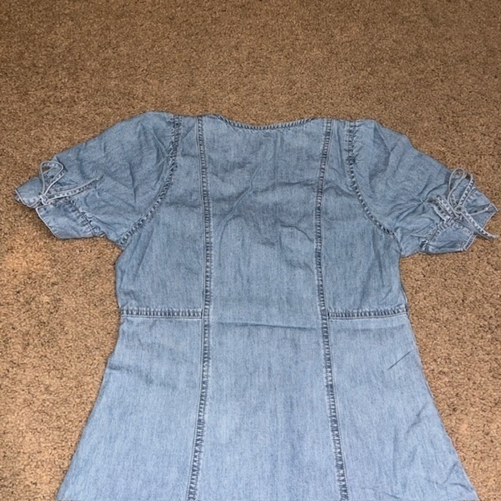 Madewell Tencel Denim Button-Front Tie-Sleeve Mini Dress Brannon Blue 2 - Picture 6 of 10